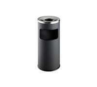 333258 corbeille haute ronde 17 litres avec cendrier à couvercle etouffoir hauteur 62 cm en métal peint coloris anthraci
