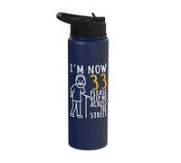 33e anniversaire pour lui, j'ai maintenant 3 ans, Cool BDay Stainless Steel Insulated Water Bottle