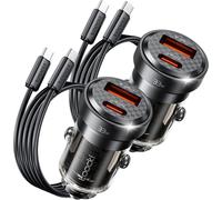 33w Usb-C/Usb-A [Pd+Qc3.0] Dual Port Car Cigarette Lighter Charger For Iphone 16/15/14 Pro Max,Ipad,Samsung,Xiaomi,Huawei-Compact Design & Certified Security (Includes 2 Cables)