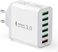 33w Usb Fast Iphone Charger, Qc3.0 Socket Block For Iphone 15 Pro Max 14 Plus 13 12 11 Se Xr, Ipad Pro, Samsung, Multi Socket Usb Head Charger Iphone Power Supply Ac Adapter