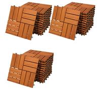 33x Dalles de terrasse en bois d'acacia Mosaďque 30x30cm Dalle clipsable 3m˛ balcon jardin extérieur