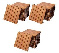 33x Dalles de terrasse en bois d'eucalyptus Mosaďque 30x30cm Dalle clipsable balcon jardin extérieur