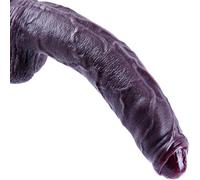 34,5 cm XXL énorme dildo non-circoncis, énorme dildo réaliste avec prépuce, dildonoir en silicone épais avec grande ventouse, dildoextra long, largedildo pour utilisateurs avancés