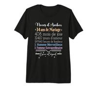 34 Ans de Mariage | Anniversaire de Mariage - Noces d'ambre T-Shirt Haut de Gamme