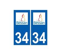34 Bessan logo ville autocollant plaque stickers - Angles : droits