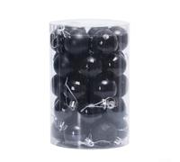 34 boules de Noël de 40 mm avec boîte de rangement incluse (noir)