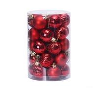 34 Boules Noël Incassables 40mm Rouges avec Crochets(16#) | Finitions variées, brillant texturé motifs, boîte rangement, réutilisable pour année suivante