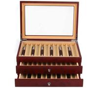 34 compartiments 3 couches boîte porte-stylo boîte porte-stylo boîte porte-stylo fenêtre d'affichage stylo plume organisateur vitrine pour stylos stylo plume organisateur boîte avec tiroirs, rouge