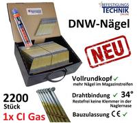 34° DNW Clous en bande 2,8x50mm lisse brillant pour cloueur à gaz Paslode Würth Tjep Makita Senco DV 2,2M