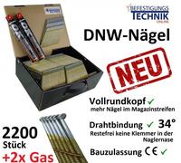 34° DNW clous en bande 3,1x80mm anneau nus cloueur à gaz Paslode IM350 Tjep Makita DV 2,2M