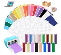34 feuilles de 14 x 30,5 cm de vinyle permanent intelligent pour Cricut Joy avec 8 feuilles de transfert pour plóter, vinyle brillant chromé pour plóter autoadhésif pour loisirs créatifs, étuis pour