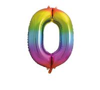 34" Giant Rainbow Foil Number 0 Balloon