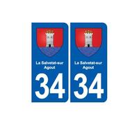 34 La Salvetat-sur-Agout blason ville autocollant plaque stickers - Angles : arrondis