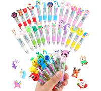 34 Pce Stylos À Bille Kawaii, Stylos De Couleur Animaux Pour Enfants, Ensemble Stylo Bille 4 Couleurs, Mini Stylos Fête Gadget Cadeaux Anniversaire Enfants Garçons Filles Apprentissage
