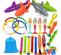 34 Pcs Jouets Plongée,Pool Toys,Jouet Natation pour Piscine,avec Bâtons Plongée,Balles Jouet Plongée,Anneaux Plongée,Torpedo Bandits,Enfant Jouet sous Eau été Jeux pour