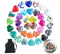 34 Pcs Precieuse Forme Coeur Mélangées, Naturel Multicolores en forme de Cœur, Reiki Chakra Cristaux Pierre de Cœur pour thérapie cristal, Méditation et Décoration de Pendentifs