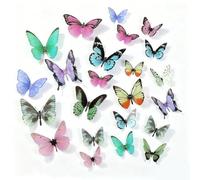 34 Pièces 3D Papillon Stickers Muraux Adhésives,Multicolores Papillons Decoration Murale pour Fête,Chambre,Ornements De Chambre d'Enfants,Décor De Fête De Mariage