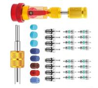 34 pièces AC pour kit de service pour noyau de valve Outil joints 34 pièces | Ensemble complet de 34 pièces, 1 outil plus 33 composants, pour une maintenance climatique complète, une réparation efficace