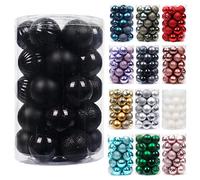 34 Pièces Boules de Noël 4cm 6cm Boule de Noël Ornements Peints en Couleur et étincelants Décoration Sapin de Noël (Noir, 4 cm)