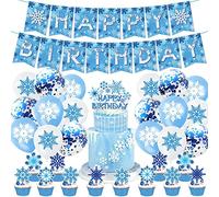34 pièces de décorations d'anniversaire Frozen, fêtes d'anniversaire Frozen, anniversaires d'enfants, décorations de ballons en forme de flocons de neige