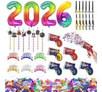 34 Pièces Decoration Nouvel an 2026, Photobooth Deco Nouvel an 2026, Bandeaux pour Le Réveillon du Nouvel an, Canon À Confettis, 2026 Réveillon Photo Props