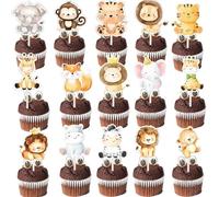 34 Pièces Décorations pour Gâteau Animal, Décorations Jungle, Décorations pour Gâteau d'Anniversaire Garçons, Décorations pour Gâteau d'Anniversaire Animaux de la Forêt