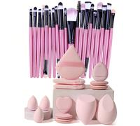 34 pièces Ensemble de pinceaux de maquillage comprenant 20 pinceaux pour les yeux, un pinceau de fond de teint, des pinceaux pour ombres à paupières, des pinceaux pour le visage, un peigne à cils et u