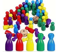 34 pièces Jeu d'échecs - 32 pièces d'échecs + 2 dés, Jeu d'échecs en bois, 4 couleurs, convient pour les jeux d'échecs, de dames, de backgammon, jeux de société, parfait pour les jeux de table, les fê
