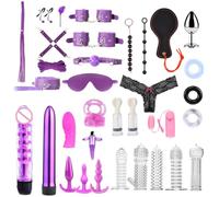 34 Pièces Kits de Bondage SM Erotiques Ensemble de Servitude, Sextoys Anal Plug Butt Plug Set pour Les Débutants Jouets Sexuels, BDSM Menottes Érotiques pour Couple Jouets Sexuels