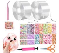 34 Pièces Nano Tape Bubbles Set, Enfants DIY Nano Bubble Tape, Ruban à Bulles avec Sequins, Autocollant, Bricolage DIY Craft Kit pour Faire des fêtes à Bulles, Anniversaire Cadeau