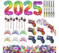 34 Pièces Photobooth Deco Nouvel an 2025, Bandeaux pour le Réveillon du Nouvel An, Canon À Confettis, 2025 Réveillon Photo Props, Decoration Nouvel an 2025