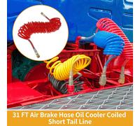 34 Tuyau De Frein À Air En Forme Cercle Refroidisseur D'Huile Enroulé Ligne Queue Courte Bobine Frein Pour Camions Tracteurs Assemblage Avec Raccord M22X1.5 NptPolyuréthaneFer Rouge 31Ft
