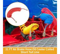 34 Tuyau Frein À Air Forme Cercle, Refroidisseur Huile, Ligne Queue Courte Enroulée, Bobine Frein Pour Camions Tracteurs, Assemblage Raccord M22X1.5 Npt Fer Nylon Rouge 31 Pieds