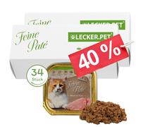 34 x 100 g Lecker.Pet® Balu's Fine Paté Riche en Dinde Nourriture humide pour chats Nourriture complète
