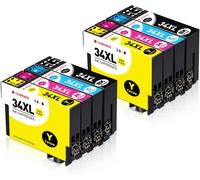 34 Xl Cartouches D'Encre Compatibles Avec Epson 34Xl 34 Xl Multipack Pour Workforce Pro Wf-3720Dwf Wf-3725Dwf Wf-3720 Wf-3725 Wf3720 Wf3725 Encre, 8-Pack (2 Noir, 2 Cyan, 2 Magenta[ENC943961]