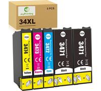 34 XL Cartouches d'encre de rechange pour Epson 34XL T3471 T3472 T3473 T3474 à utiliser avec Epson WorkForce Pro WF-3720DWF WF-3725DWF WF-3720 (noir, cyan, magenta, jaune)