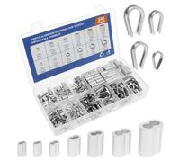 340 pièces de manchons sertissage en acier inoxydable, clips fixation, aluminium/joints câbles M1-M5, cosses câble Pour CâBles En Acier, CâBle MéTallique