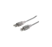 Manhattan Câble USB 340458 – USB A vers B 2.0 Hi-Speed, 3 m, argent translucide