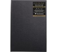 34247c Carnet Cousu Goldline - 64 Feuilles Papier Dessin Blanc - A6 10,5x14,8 Cm 140g - Format Portrait - Couverture Rigide Noire Imitation Toile