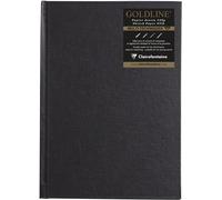 34247c Carnet Cousu Goldline - 64 Feuilles Papier Dessin Blanc - A6 10,5x14,8 Cm 140g - Format Portrait - Couverture Rigide Noire Imitation Toile