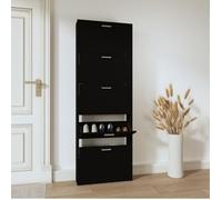 Vidaxl Armoire À Chaussures Noir 59x17x169 Cm Bois D'ingénierie Marron