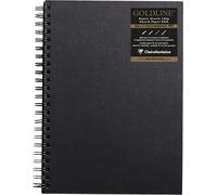 34254c Carnet Spiralé Goldline - 64 Feuilles Papier Dessin Blanc - A4 21x29,7 Cm 140g - Format Portrait - Couverture Rigide Noire Imitation Toile