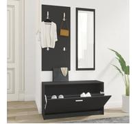 342571 vidaXL Ensemble d'armoires à chaussures 3-en-1 Noir Bois d'ingénierie