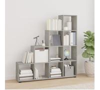 342598 vidaXL Bibliothèque escalier Gris béton 142 cm Bois d'ingénierie