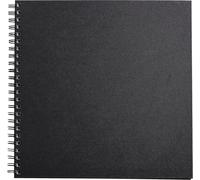 34260c Carnet Spiralé Goldline - 64 Feuilles Papier Dessin Blanc - 15x15 Cm 140g - Format Carré - Couverture Rigide Noire Imitation Toile