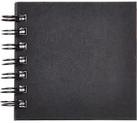 34260c Carnet Spiralé Goldline - 64 Feuilles Papier Dessin Blanc - 15x15 Cm 140g - Format Carré - Couverture Rigide Noire Imitation Toile