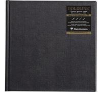 34260c Carnet Spiralé Goldline - 64 Feuilles Papier Dessin Blanc - 15x15 Cm 140g - Format Carré - Couverture Rigide Noire Imitation Toile