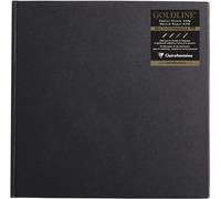 34260c Carnet Spiralé Goldline - 64 Feuilles Papier Dessin Blanc - 15x15 Cm 140g - Format Carré - Couverture Rigide Noire Imitation Toile