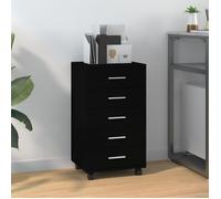 342671 vidaXL Armoire à tiroirs avec roulettes Noir Bois d'ingénierie