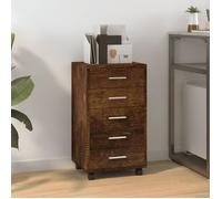 vidaXL Armoire à Tiroirs avec roulettes Armoire de Rangement Organisateur Meuble de Bureau Chambre d'enfant Intérieur Chêne Fumé Bois d'Ingénierie
